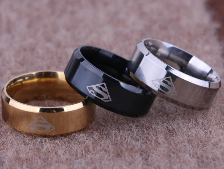 Fashionable Titanium Steel Superman Ring for Men