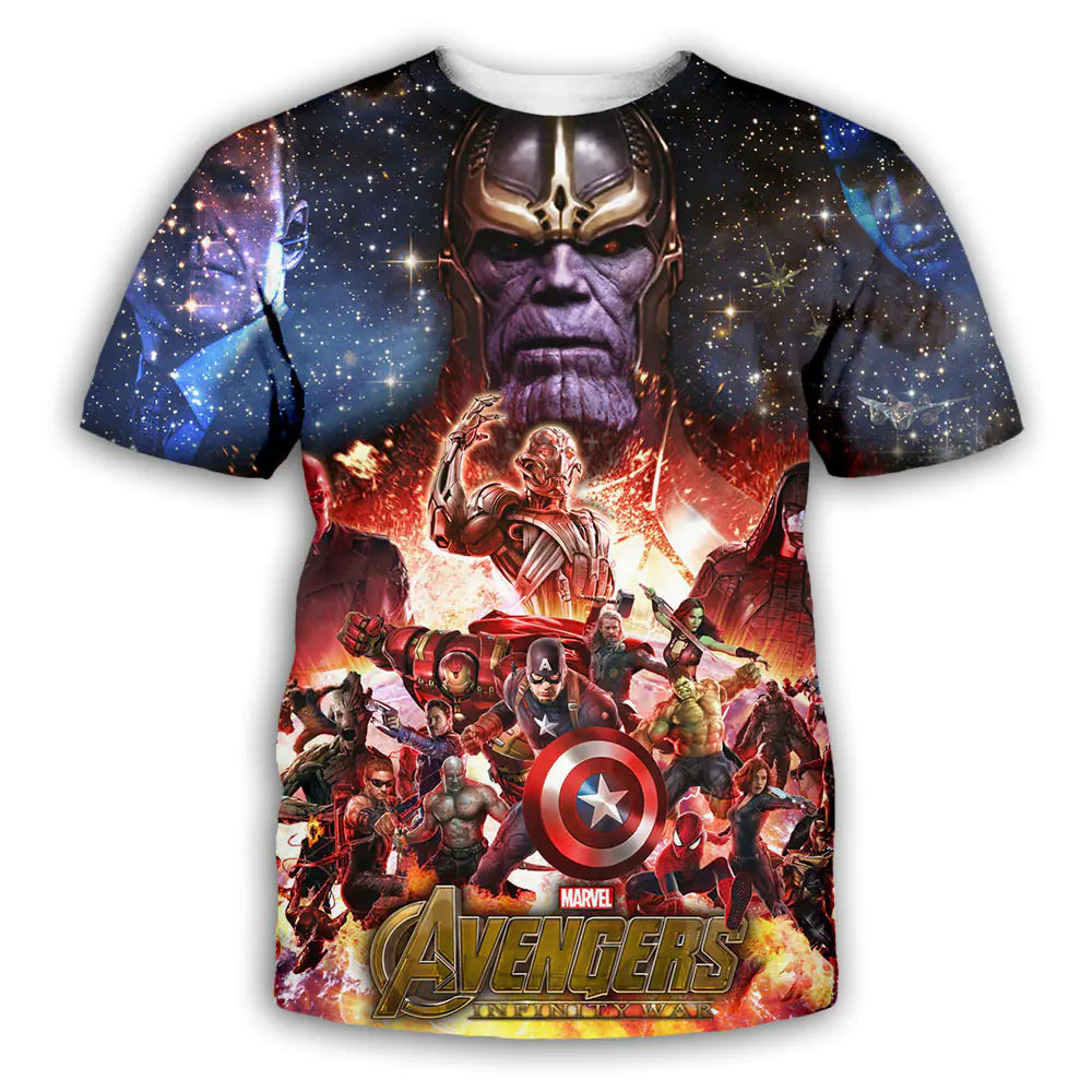 Avengers 3D Digital Print Short Sleeve T-Shirt